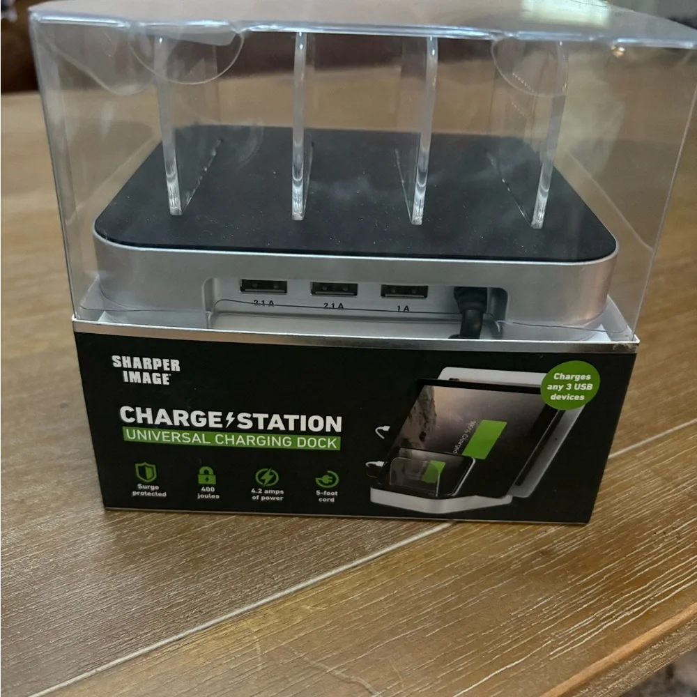 Sharper Image Silver and Black Universal Charging Dock